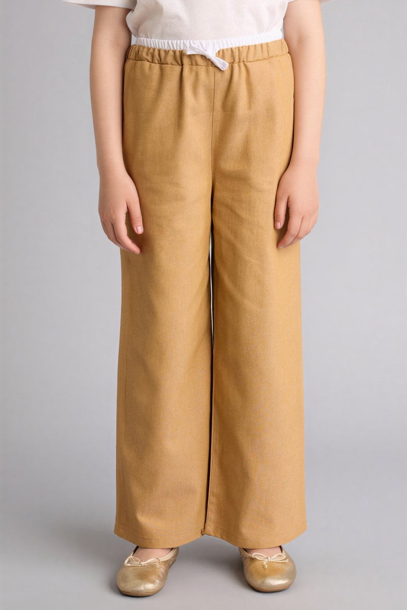 DeFacto Beige Girl Wide Leg Denim Look Trousers Casual - Image 3